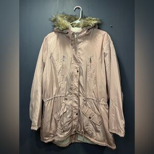 New Look Baby Pink Parka Fur Coat